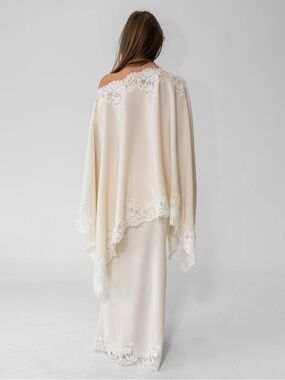 Ivory Lace-Trim Cape and Skirt Set
